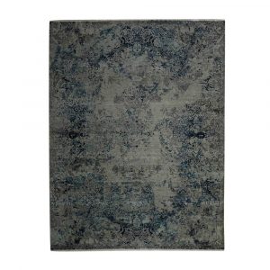 Hand Knotted Light Blue & Gray Rug