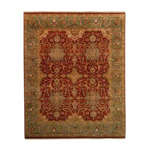 Hand Knotted Rust Blue Rug