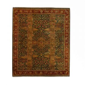 Hand Knotted Miltary Green Blue Rug